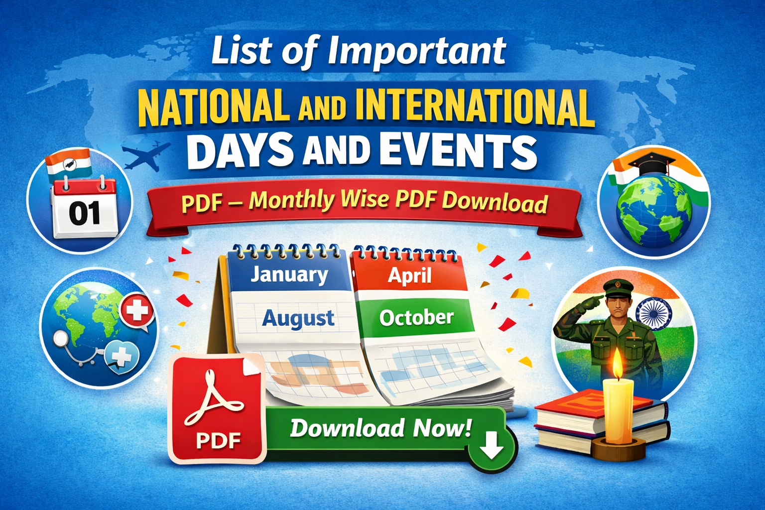 Image of List of Important National and International Days and Events PDF — Monthly Wise PDF Download